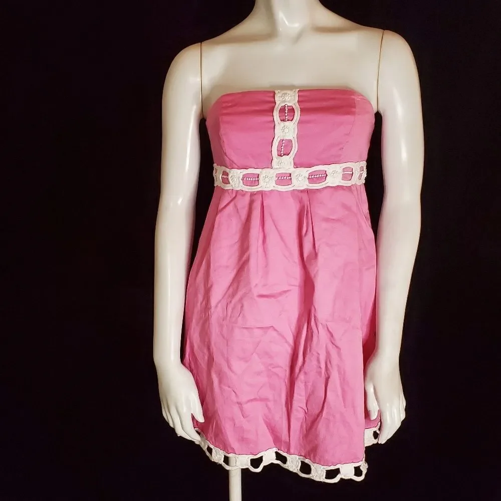 Lilly Pulitzer Pink & White Strapless Dress (2) - Picture 3 of 6